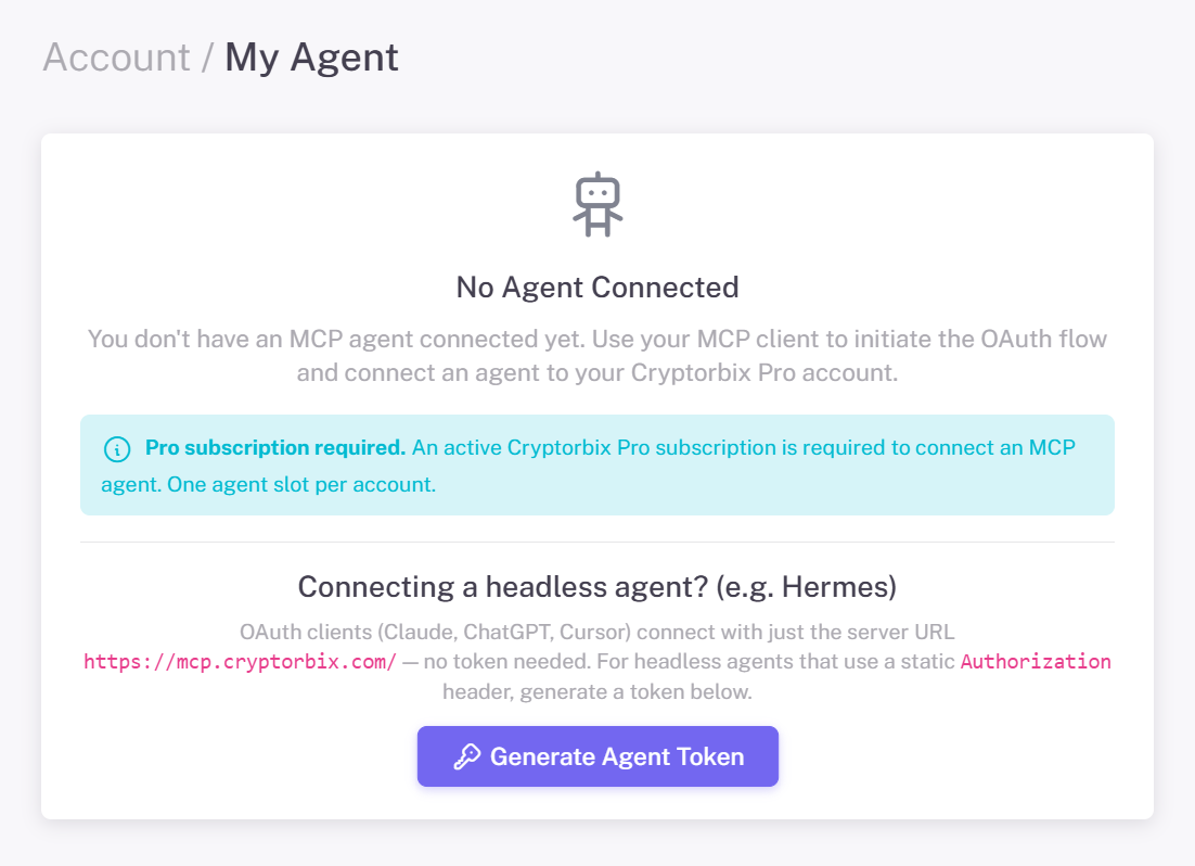 My Agent — No Agent Connected