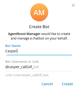 Create the managed Telegram bot